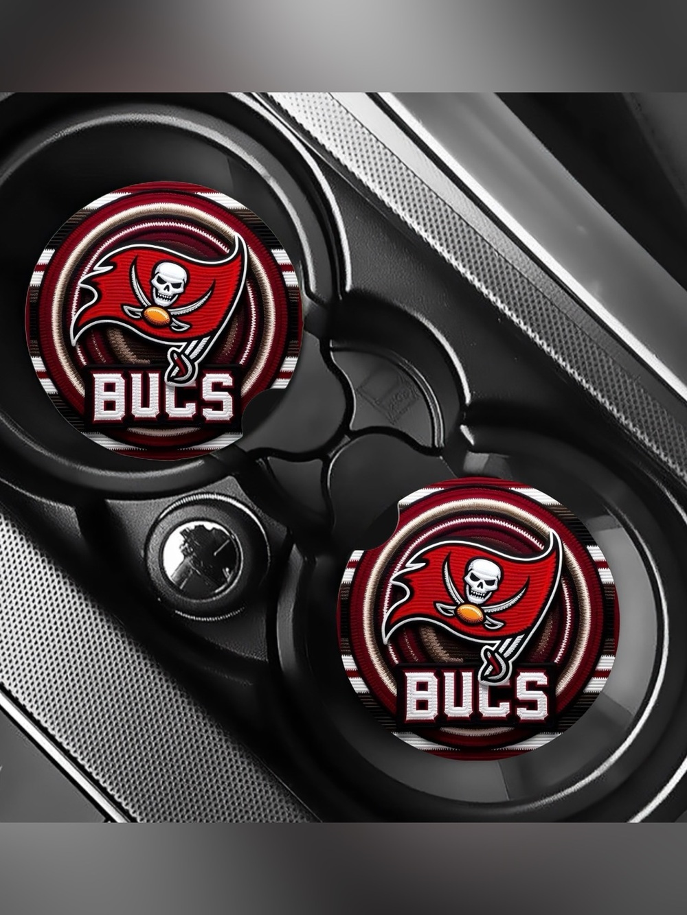 Tampa Bay Bucs Circle Car Coasters Absorbent Set of (2)